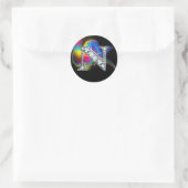 Faux "N" Diamond Bling on Rainbow Swirl Heart Ronde Sticker (Tas)