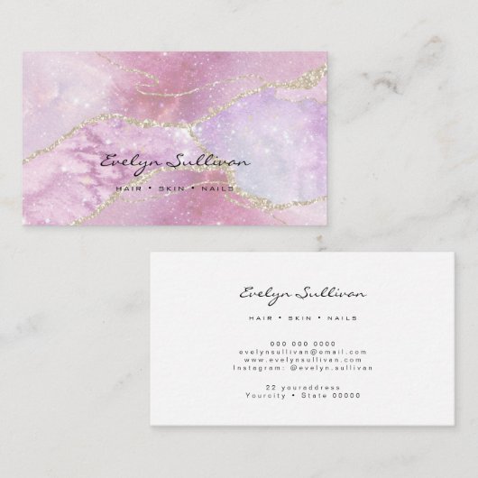 faux nacre roze design visitekaartje (Voorkant / Achterkant)