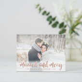 Faux nam Gouden Gehuwd en Vrolijke Foto | van Feestdagenkaart (Staand voorkant)