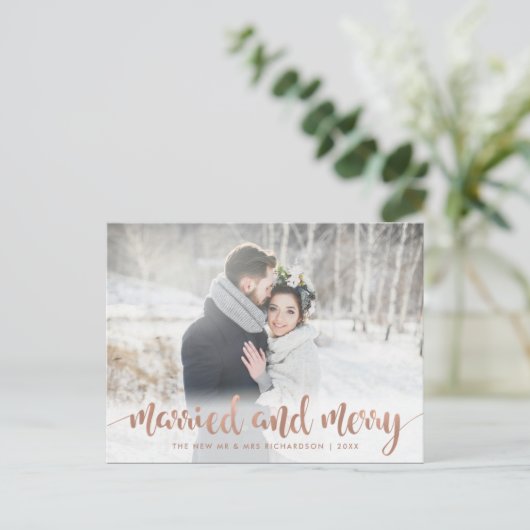 Faux nam Gouden Gehuwd en Vrolijke Foto | van Feestdagenkaart (Staand voorkant)