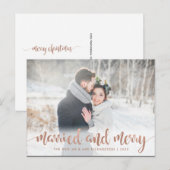 Faux nam Gouden Gehuwd en Vrolijke Foto | van Feestdagenkaart (Voorkant / Achterkant)