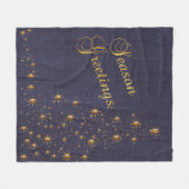 Faux Navy Blue Burlap en Gouden Ster Kerstboom Fleece Deken (Voorkant (Horizontaal))