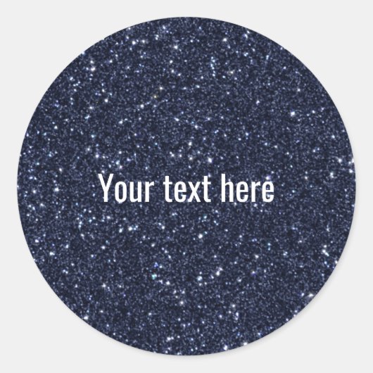 Faux Navy Blue Gliter Ronde Sticker (Voorkant)