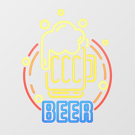 Faux Neon Beer Stein Foam Generic Raamsticker (Vel)
