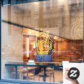 Faux Neon Beer Stein Foam Generic Raamsticker (Cafe Raam)