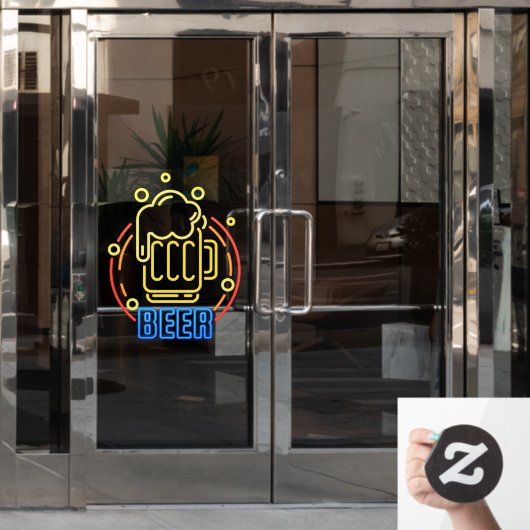 Faux Neon Beer Stein Foam Generic Raamsticker (Kantoordeur)