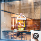Faux Neon Boba Bubble Tea Front Raamsticker (Cafe Raam)