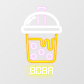 Faux Neon Boba Bubble Tea Front Raamsticker (Vel)