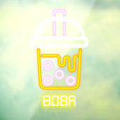 Faux Neon Boba Bubble Tea Front Raamsticker (Vel 3)