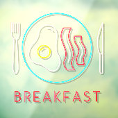 Faux Neon Breakfast Sign Fried Eggs Bacon op Bord Raamsticker (Vel 3)