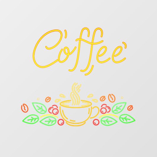 Faux Neon Coffee Bans uit Café Shop Raamsticker (Vel)