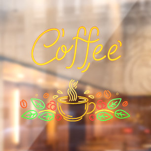 Faux Neon Coffee Bans uit Café Shop Raamsticker
