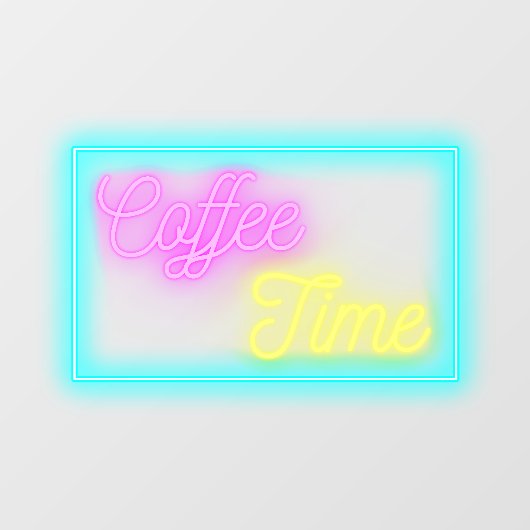 Faux Neon Coffee Time Coffee Winkelen Raamsticker (Vel)