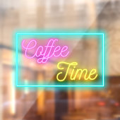 Faux Neon Coffee Time Coffee Winkelen Raamsticker (Vel 2)