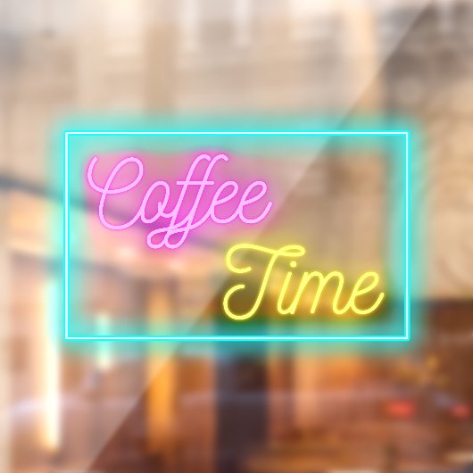 Faux Neon Coffee Time Coffee Winkelen Raamsticker (Vel 2)