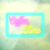 Faux Neon Coffee Time Coffee Winkelen Raamsticker (Vel 3)
