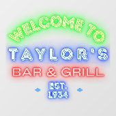 Faux Neon Custom Bar en Grill Window Advert Raamsticker (Vel)