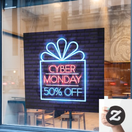 Faux Neon Cyber Maandag 50% Uitverkoop Bedrijfs Raamsticker (Cafe Raam)