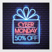 Faux Neon Cyber Maandag 50% Uitverkoop Bedrijfs Raamsticker (Vel)