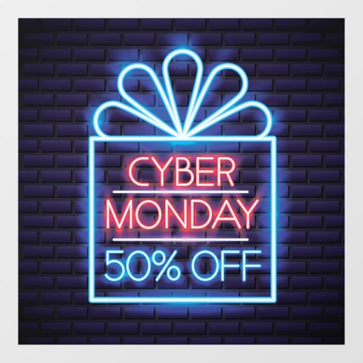 Faux Neon Cyber Maandag 50% Uitverkoop Bedrijfs Raamsticker (Vel)