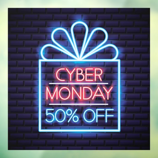 Faux Neon Cyber Maandag 50% Uitverkoop Bedrijfs Raamsticker (Vel 3)