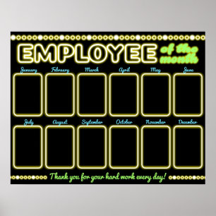 Faux neon fotomedewerker van de maandvertoning poster
