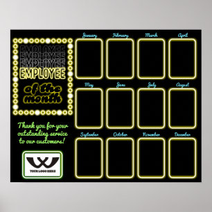 Faux neon fotomedewerker van de maandvertoning poster