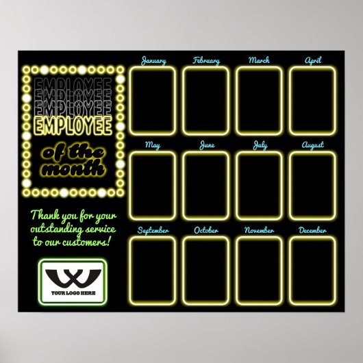 Faux neon fotomedewerker van de maandvertoning poster (Voorkant)