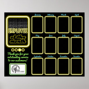 Faux neon fotomedewerker van het maandweergavearti poster