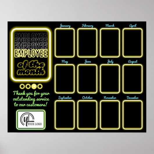 Faux neon fotomedewerker van het maandweergavearti poster (Voorkant)