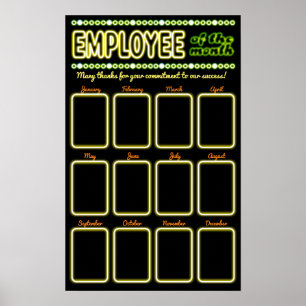 Faux neon fotomedewerker van het maandweergavearti poster