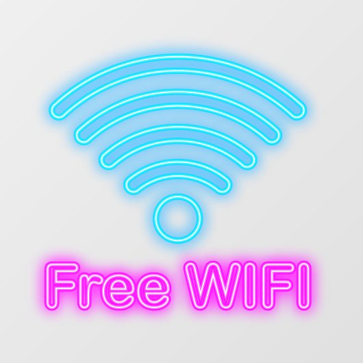 Faux Neon Free Wi-Fi Coffee Donut Shop Business Raamsticker (Vel)