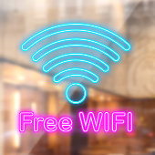 Faux Neon Free Wi-Fi Coffee Donut Shop Business Raamsticker (Vel 2)