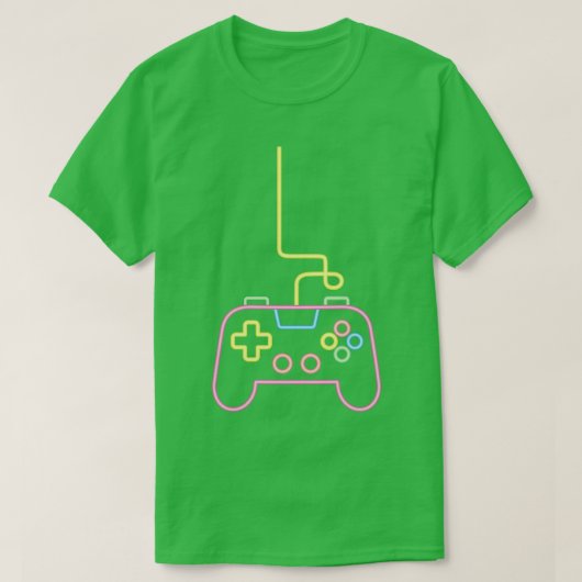 Faux Neon Game Console Controller Gamer T-shirt (Design voorkant)