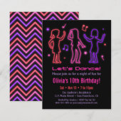 Faux Neon Glow Dance Birthday Party Kaart (Voorkant / Achterkant)