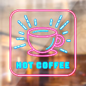 Faux Neon Hot Coffee Raamsticker (Vel 2)