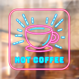 Faux Neon Hot Coffee Raamsticker