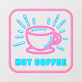 Faux Neon Hot Coffee Raamsticker