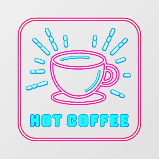 Faux Neon Hot Coffee Raamsticker (Vel)