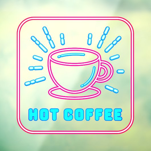 Faux Neon Hot Coffee Raamsticker (Vel 3)