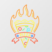Faux Neon Hot Pizza Flames Restaurant Raamsticker (Vel)