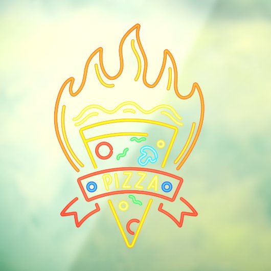 Faux Neon Hot Pizza Flames Restaurant Raamsticker (Vel 3)