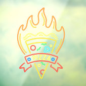 Faux Neon Hot Pizza Flames Restaurant Raamsticker (Vel 3)