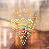 Faux Neon Hot Pizza Flames Restaurant Raamsticker (Vel 2)