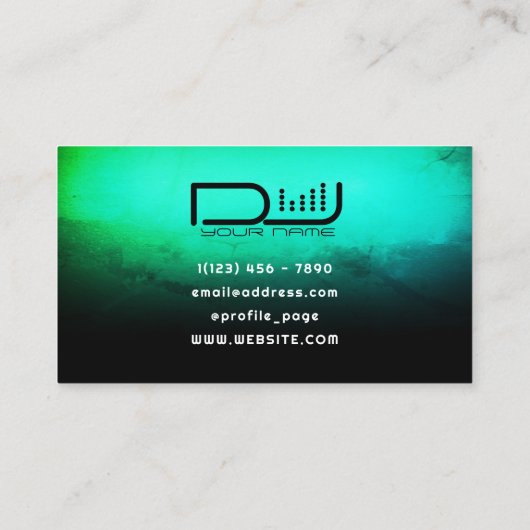 Faux neon licht DJ equalizer Visitekaartje (Achterkant)