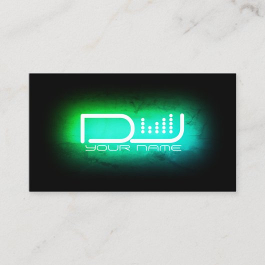 Faux neon licht DJ equalizer Visitekaartje (Voorkant)