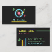 Faux Neon Lights DJ Platenspeler Visitekaartje (Voorkant / Achterkant)