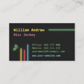 Faux Neon Lights DJ Platenspeler Visitekaartje (Achterkant)