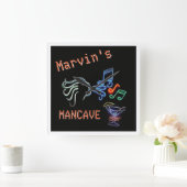 Faux Neon Mancave Vierkante Klok (Huis)