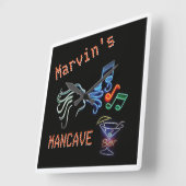 Faux Neon Mancave Vierkante Klok (Hoek)